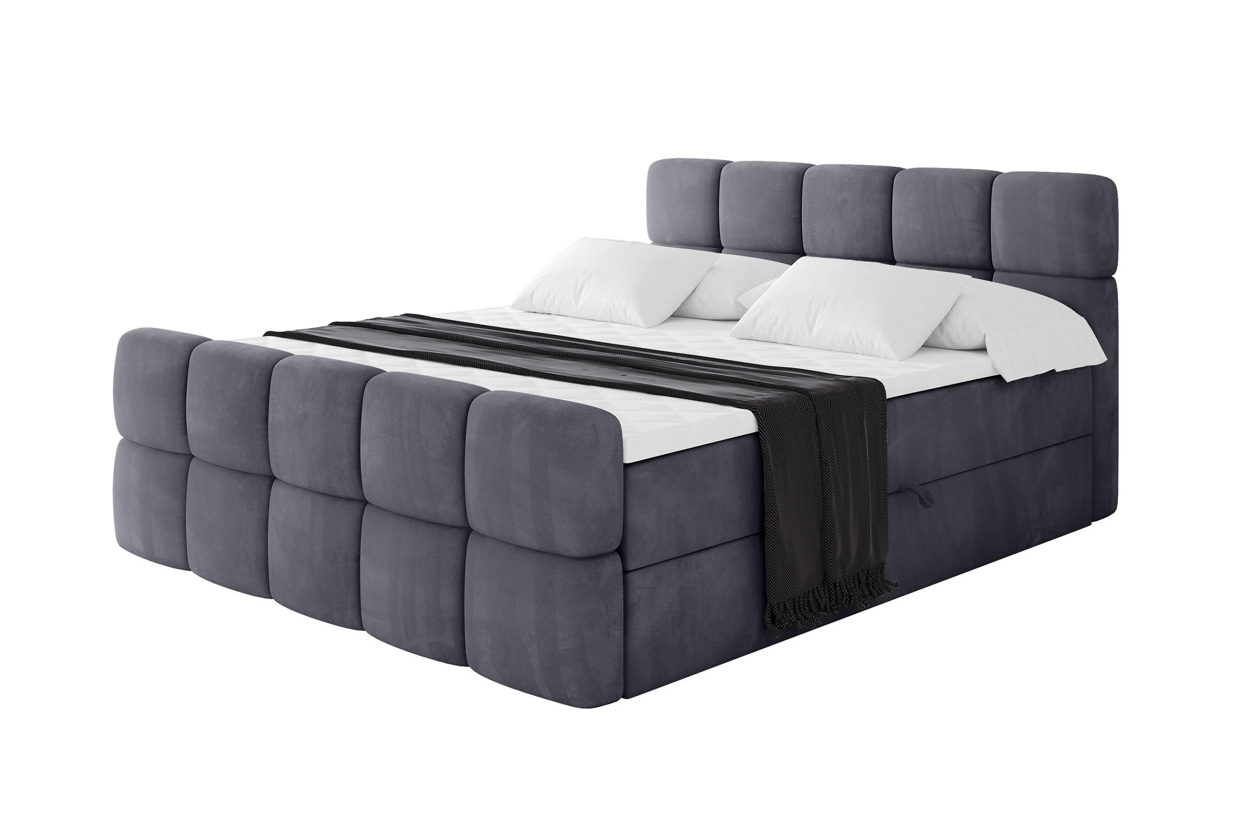 Wohnli Möbelsuche - BOXBETT mit Matratze H4 - FAMA-Z - 200x200 cm Dunkelgrau Casablanca