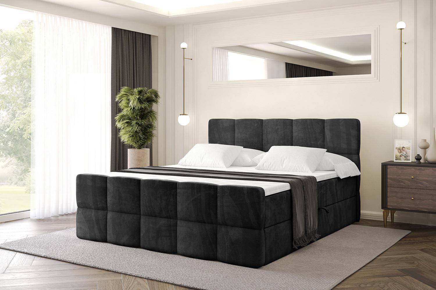 BOXBETT mit Matratze H4 und Lattenrost - LIRO-Z - 200x200 - Schwarz Casablanca Holzwerkstoff ALTDECOR Möbel > Betten > Boxspringbetten Schwarz