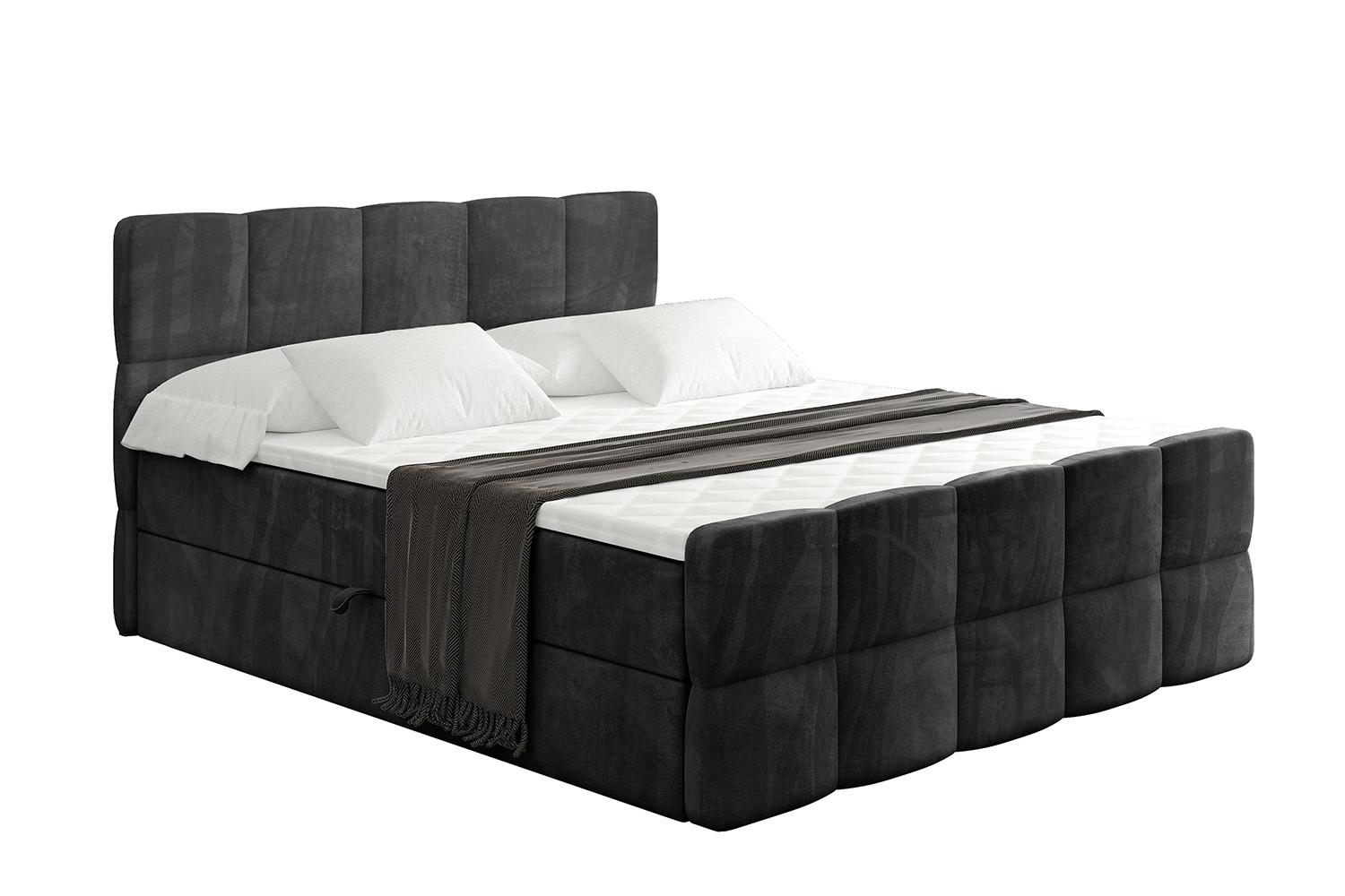 Wohnli Möbelsuche - BOXBETT mit Matratze H4 und Lattenrost - LIRO-Z - 200x200 - Schwarz Casablanca