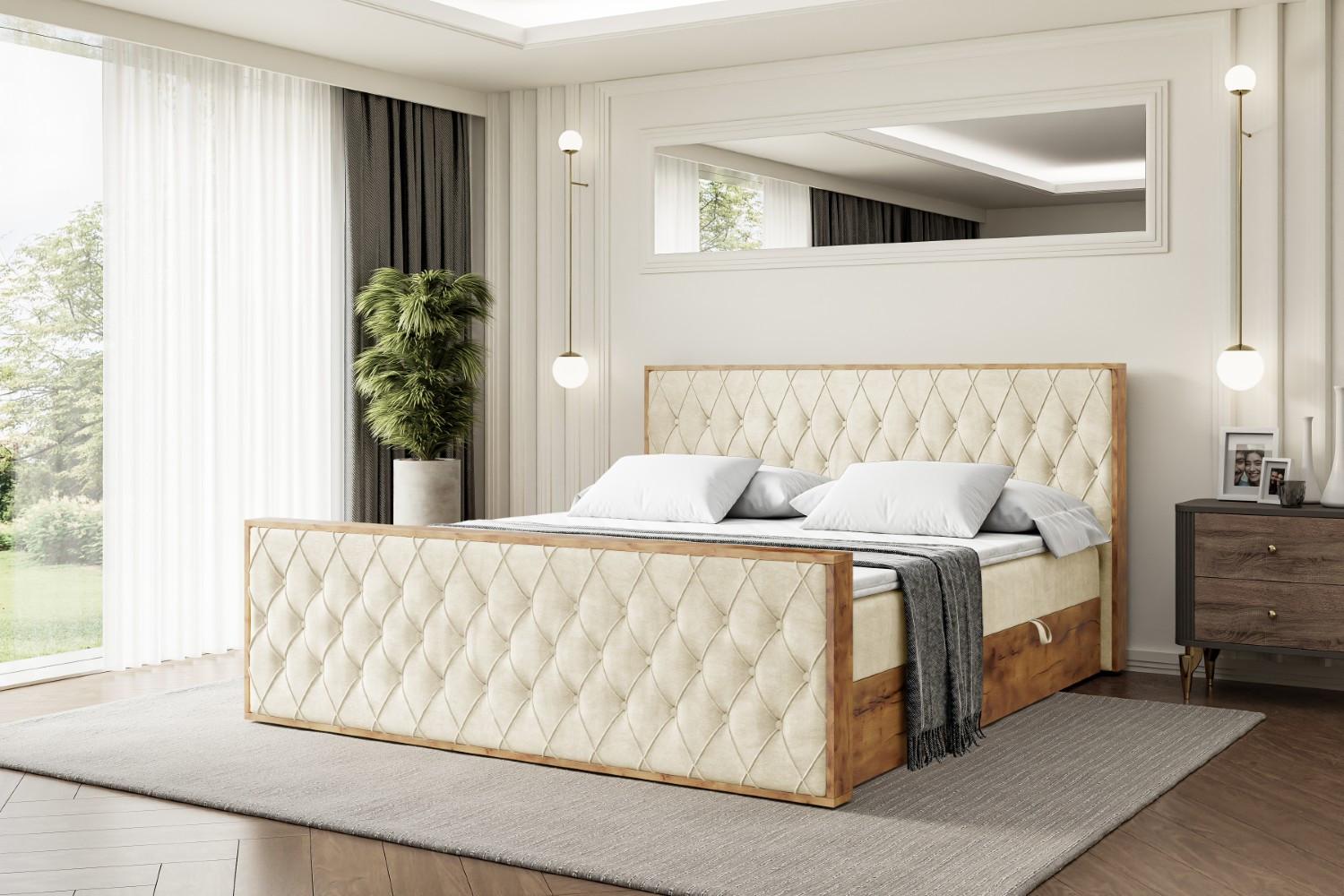 BOXBETT mit Matratze H3 und Lattenrost - LOLLI5-Z - 140x200 - Beige Monolith Holzwerkstoff ALTDECOR Möbel > Betten > Boxspringbetten Beige