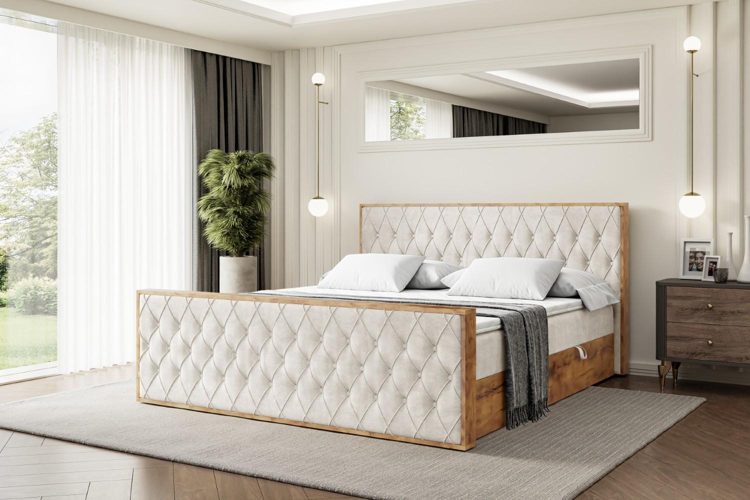 BOXBETT mit Matratze H4 und Lattenrost - LOLLI5-Z - 140x200 - Beige Casablanca Holzwerkstoff ALTDECOR Möbel > Betten > Boxspringbetten Beige