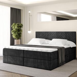 wohnli-moebel-suche-800001800891-1 BOXBETT mit Matratze H4 und Lattenrost - VEXA - 140x200 - Schwarz Casablanca Holzwerkstoff ALTDECOR Möbel > Betten > Boxspringbetten Schwarz