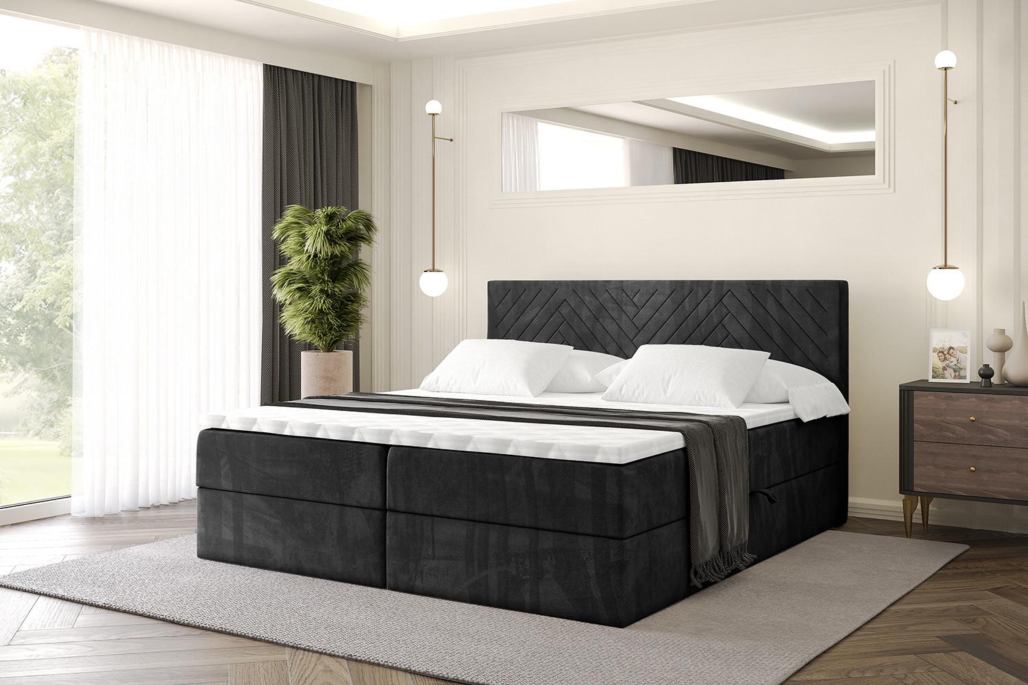 BOXBETT mit Matratze H3 und Lattenrost - VEXA - 120x200 - Schwarz Casablanca Holzwerkstoff ALTDECOR Möbel > Betten > Boxspringbetten Schwarz