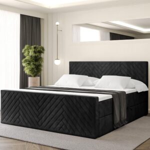 wohnli-moebel-suche-800001801000-1 BOXBETT mit Matratze H4 und Lattenrost - VEXA-Z - 120x200 - Schwarz Casablanca Holzwerkstoff ALTDECOR Möbel > Betten > Boxspringbetten Schwarz