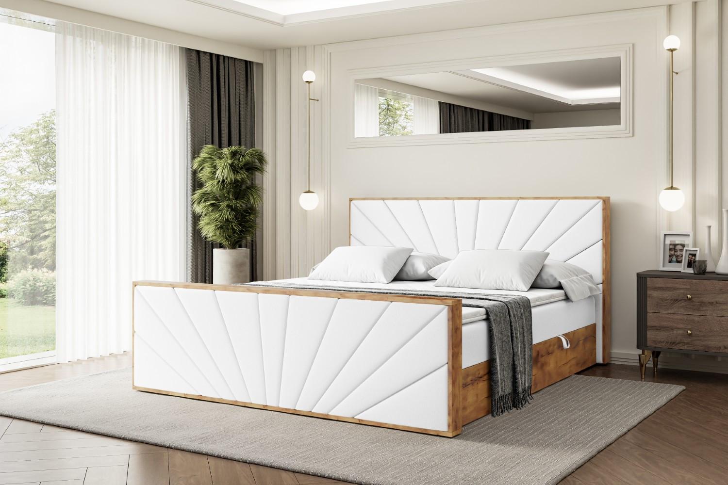 BOXBETT mit Matratze H4 und Lattenrost - LOLLI6-Z - 200x200 - Weiß Kunstleder Holzwerkstoff ALTDECOR Möbel > Betten > Boxspringbetten Weiß