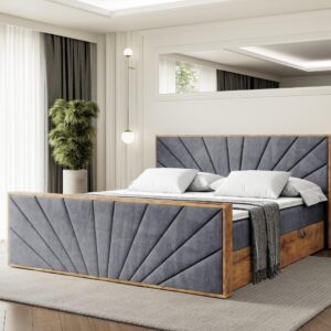 BOXBETT mit Matratze H4 und Lattenrost - LOLLI6-Z - 180x200 - Dunkelgrau Casablanca Holzwerkstoff ALTDECOR Möbel > Betten > Boxspringbetten Grau