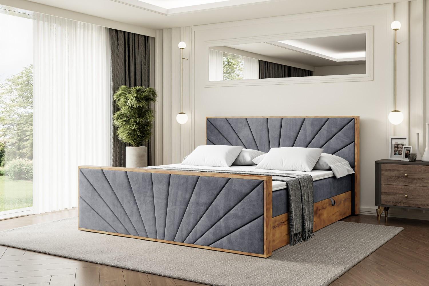 BOXBETT mit Matratze H4 und Lattenrost - LOLLI6-Z - 180x200 - Dunkelgrau Casablanca Holzwerkstoff ALTDECOR Möbel > Betten > Boxspringbetten Grau