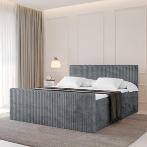 wohnli-moebel-suche-800001801139-1 BOXBETT mit Matratze H4 und Lattenrost - TOLO-Z - 200x200 Cord - Dunkelgrau Holzwerkstoff ALTDECOR Möbel > Betten > Boxspringbetten Grau