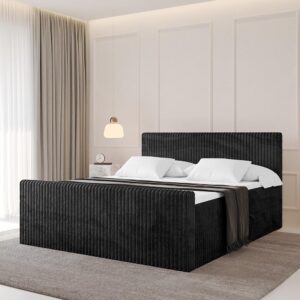 wohnli-moebel-suche-800001801141-1 BOXBETT mit Matratze H4 und Lattenrost - TOLO-Z - 180x200 Cord - Schwarz Holzwerkstoff ALTDECOR Möbel > Betten > Boxspringbetten Schwarz