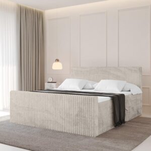 wohnli-moebel-suche-800001801145-1 BOXBETT mit Matratze H4 und Lattenrost - TOLO-Z - 200x200 Cord - Creme Holzwerkstoff ALTDECOR Möbel > Betten > Boxspringbetten Weiß