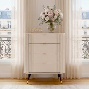 wohnli-moebel-suche-800001801615-1 KOMMODE AURA mit Schubladen auf Füßen Holzwerkstoff Idohome Möbel > Kommoden & Schubladenschränke > Kommoden Beige