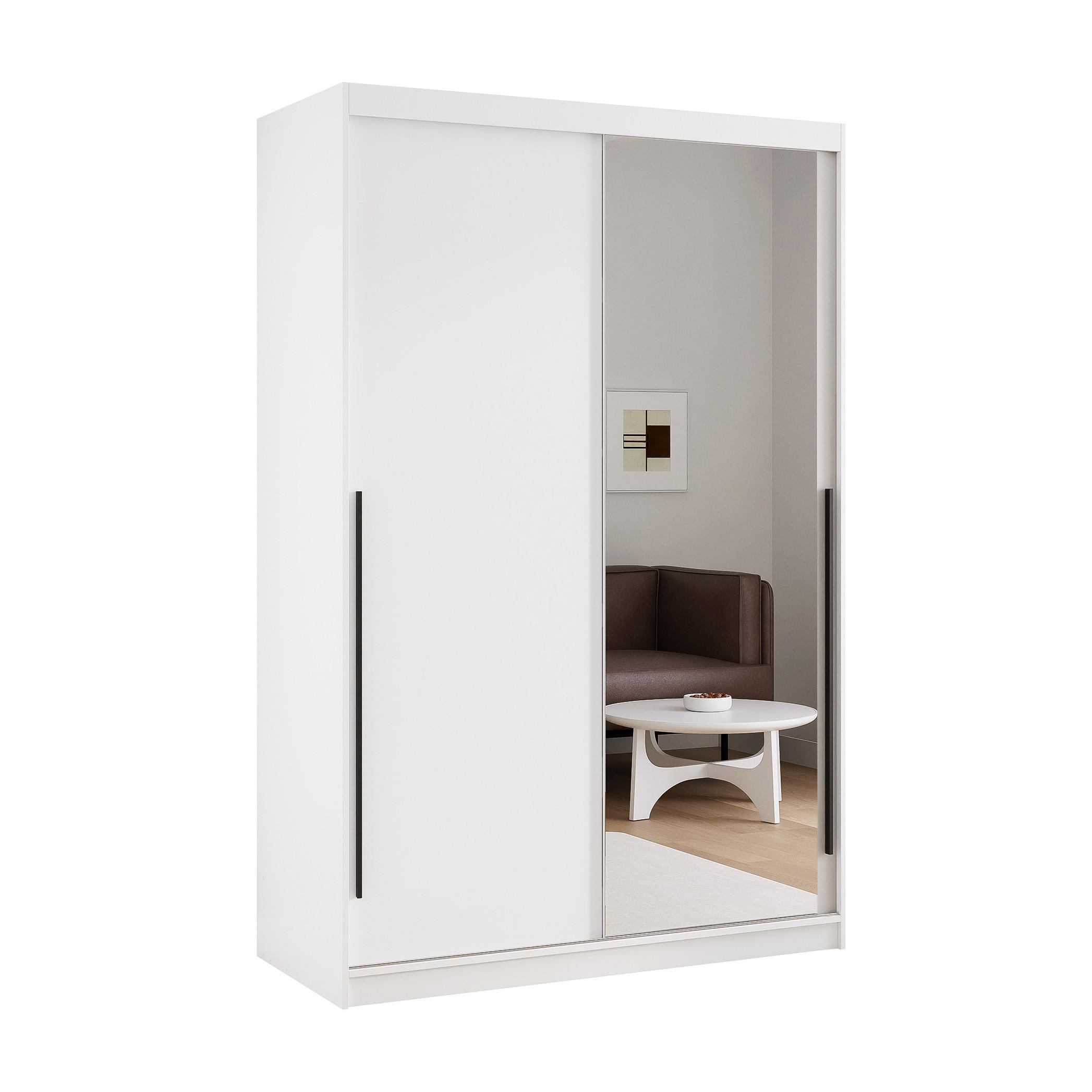 Wohnli Möbelsuche - SCHIEBETÜRENSCHRANK SILENTE 140 cm mit Einlegeböden und Kleiderstange