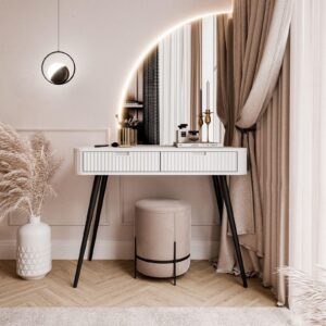 wohnli-moebel-suche-800001807772-1 SCHMINKTISCH ZAIRA-QS mit LED Spiegel Linke Weiß Holzwerkstoff Lookway Möbel > Tische > Schminktische Weiß