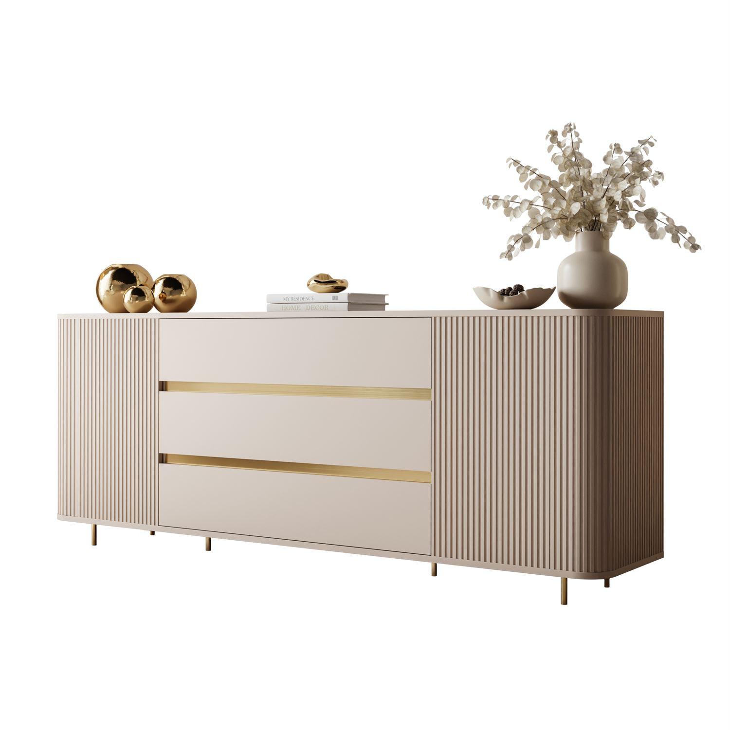 wohnli-moebel-suche-800001807862 Wohnli Möbelsuche - KOMMODE MIRAGE GOLD 2D3S mit geriffelten Seiten und goldenen Details