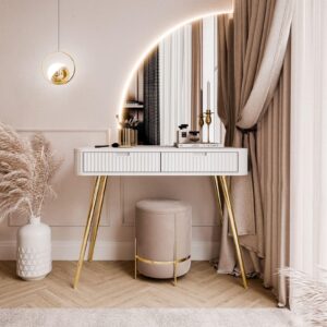 wohnli-moebel-suche-800001807916-1 SCHMINKTISCH ZAIRA-QS mit LED Spiegel Linke Weiß Holzwerkstoff Lookway Möbel > Tische > Schminktische Weiß