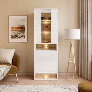 wohnli-moebel-suche-800001808096-1 VITRINE VILLA II mit Wotan Eicheneinsatz Holzwerkstoff Lookway Möbel > Schränke > Vitrinen Weiß