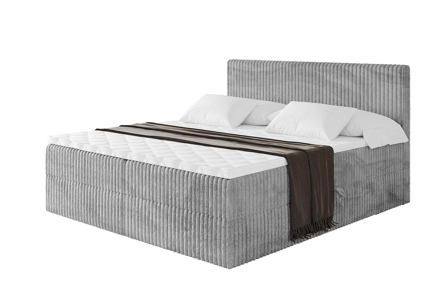 Wohnli Möbelsuche - BOXBETT mit Matratze H3 und Lattenrost - TOLO - 120x200 Cord - Hellgrau