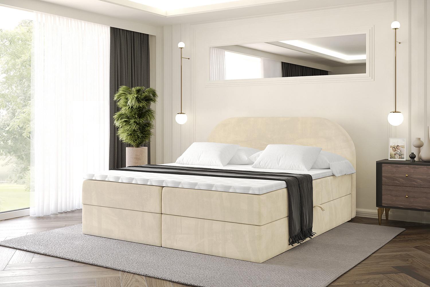 BOXBETT mit Matratze H3 und Lattenrost - NOX - 120x200 - Beige Monolith Holzwerkstoff ALTDECOR Möbel > Betten > Boxspringbetten Beige