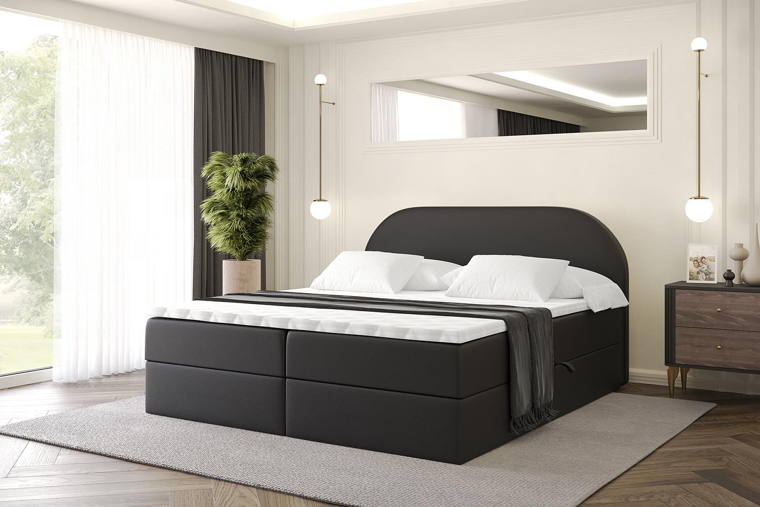 BOXBETT mit Matratze H3 und Lattenrost - NOX - 120x200 - Schwarz Kunstleder Holzwerkstoff ALTDECOR Möbel > Betten > Boxspringbetten Schwarz