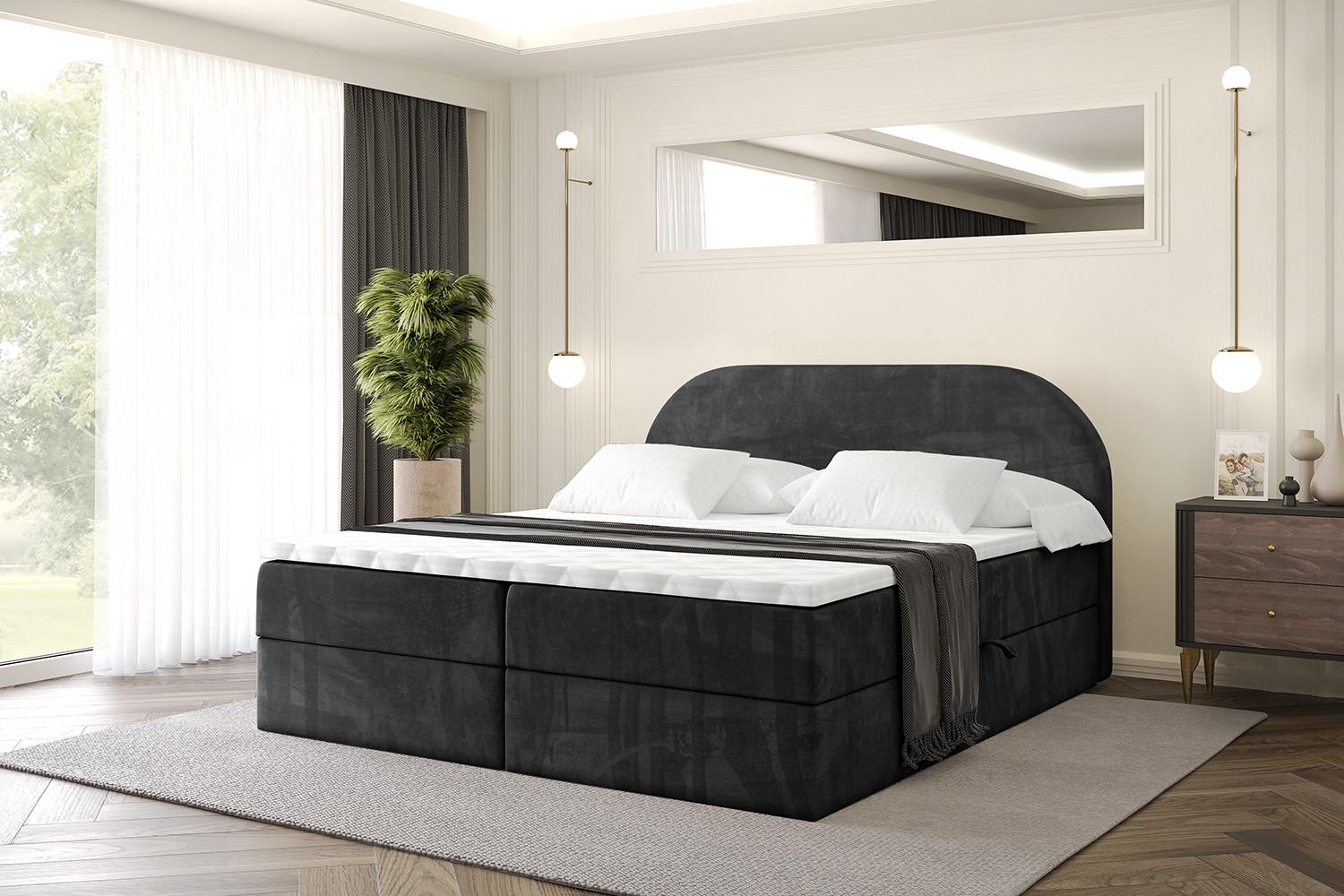 BOXBETT mit Matratze H3 und Lattenrost - NOX - 160x200 - Schwarz Casablanca Holzwerkstoff ALTDECOR Möbel > Betten > Boxspringbetten Schwarz