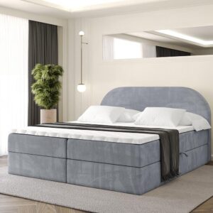 wohnli-moebel-suche-800001809057-1 BOXBETT mit Matratze H3 und Lattenrost - NOX - 180x200 - Grau Casablanca Holzwerkstoff ALTDECOR Möbel > Betten > Boxspringbetten Grau