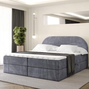 wohnli-moebel-suche-800001809083-1 BOXBETT mit Matratze H3 und Lattenrost - NOX - 140x200 - Dunkelgrau Casablanca Holzwerkstoff ALTDECOR Möbel > Betten > Boxspringbetten Grau