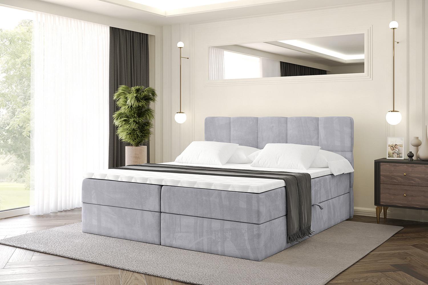 BOXBETT mit Matratze H4 und Lattenrost - LIRO - 160x200 - Grau Monolith Holzwerkstoff ALTDECOR Möbel > Betten > Boxspringbetten Grau