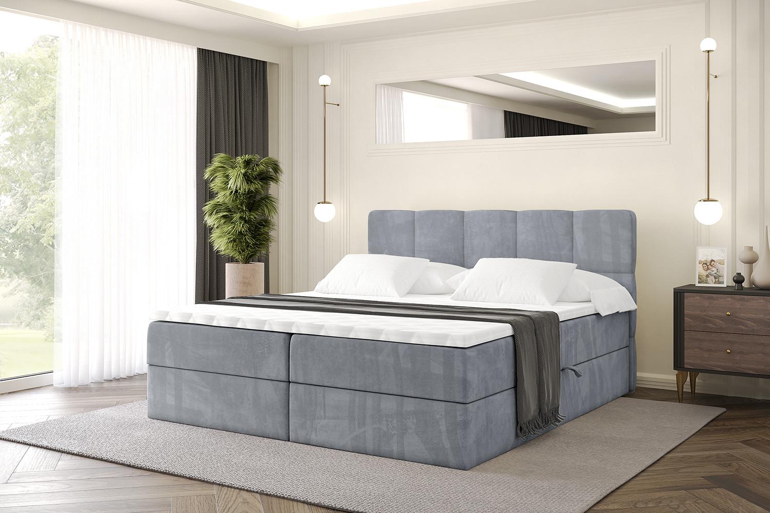 BOXBETT mit Matratze H4 und Lattenrost - LIRO - 180x200 - Grau Casablanca Holzwerkstoff ALTDECOR Möbel > Betten > Boxspringbetten Grau