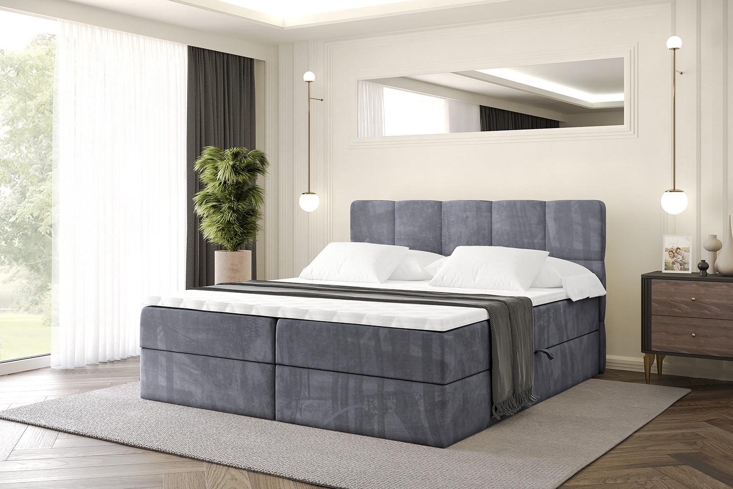 BOXBETT mit Matratze H4 und Lattenrost - LIRO - 160x200 - Dunkelgrau Casablanca Holzwerkstoff ALTDECOR Möbel > Betten > Boxspringbetten Grau