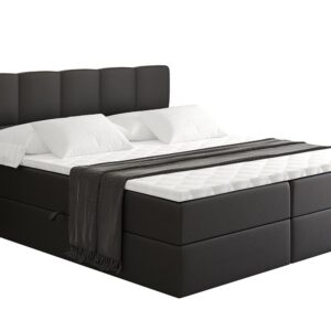 Wohnli Möbelsuche - BOXBETT mit Matratze H4 und Lattenrost - LIRO - 180x200 - Schwarz Kunstleder