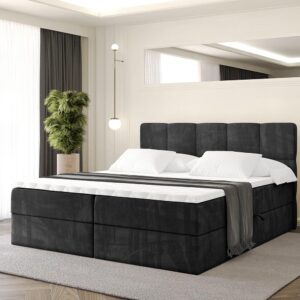 wohnli-moebel-suche-800001811113-1 BOXBETT mit Matratze H4 und Lattenrost - LIRO - 160x200 - Schwarz Casablanca Holzwerkstoff ALTDECOR Möbel > Betten > Boxspringbetten Schwarz