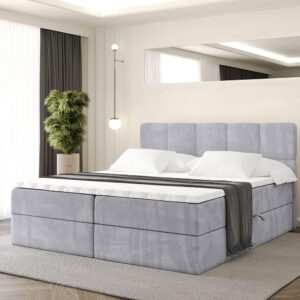 wohnli-moebel-suche-800001811124-1 BOXBETT mit Matratze H4 und Lattenrost - LIRO - 200x200 - Grau Monolith Holzwerkstoff ALTDECOR Möbel > Betten > Boxspringbetten Grau