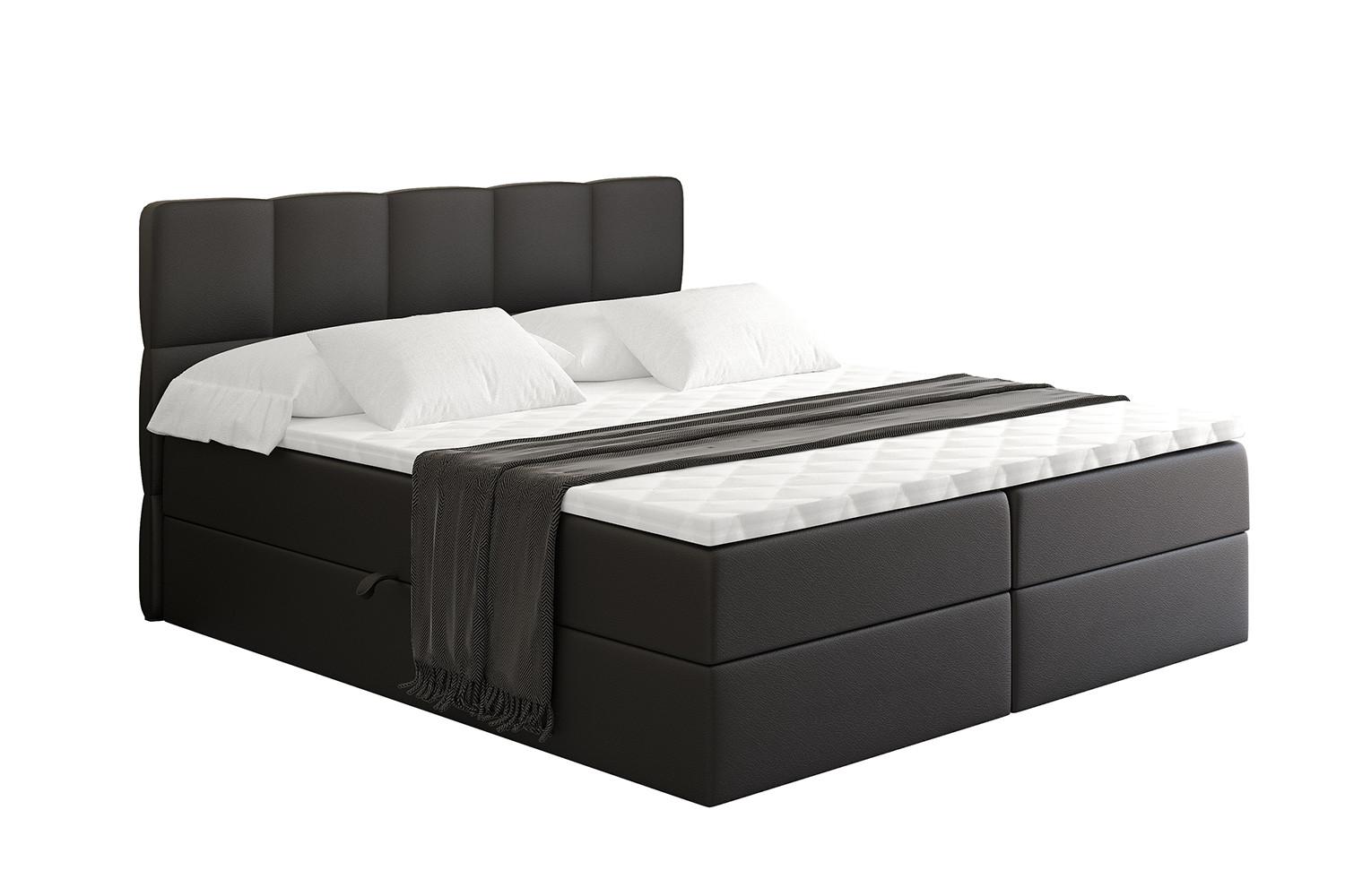 Wohnli Möbelsuche - BOXBETT mit Matratze H4 und Lattenrost - LIRO - 200x200 - Schwarz Kunstleder
