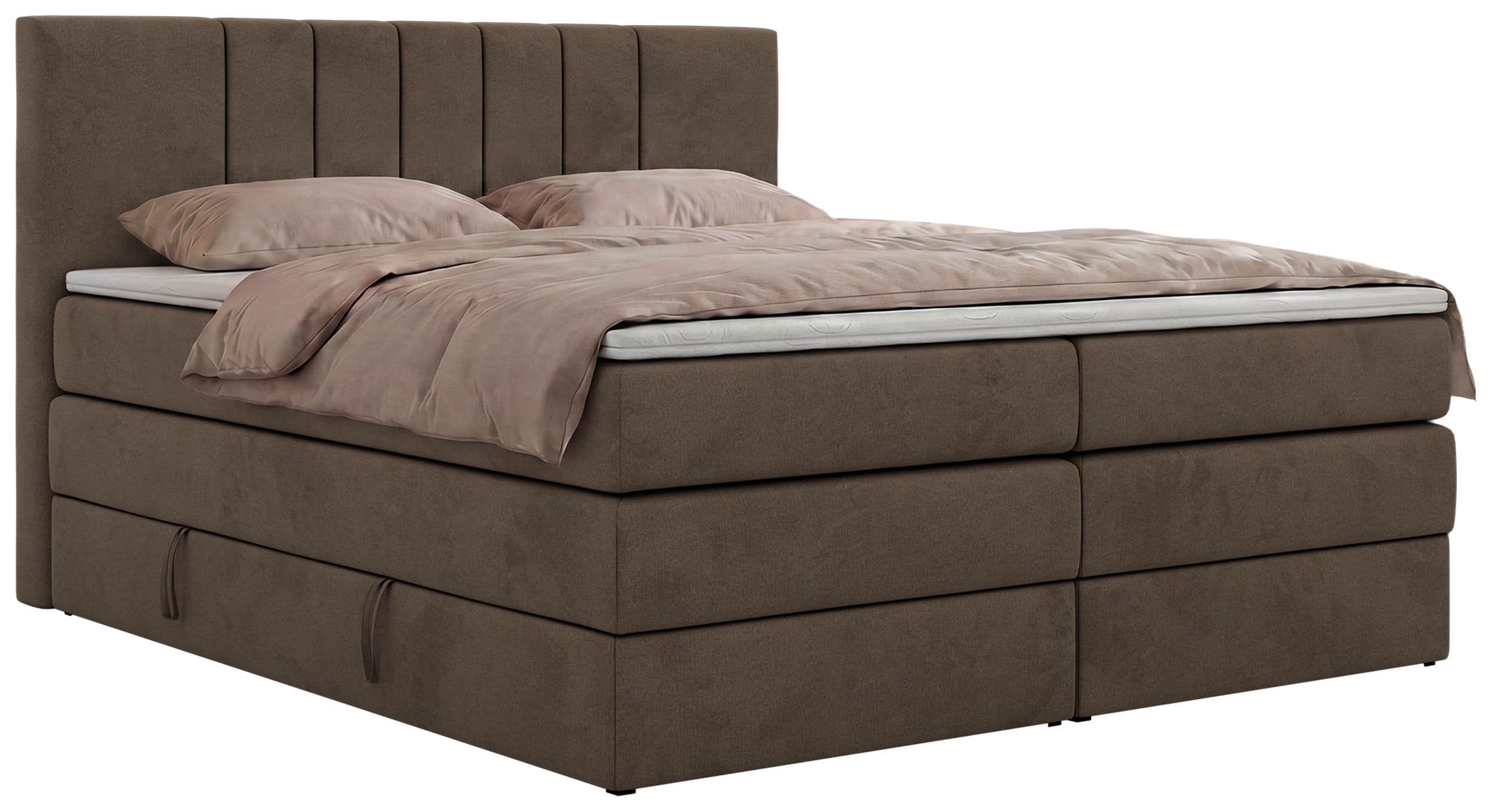 Wohnli Möbelsuche - BOXSPRINGBETT INERO KING 200/200 - Braun Velvet - Topper T25 - H4