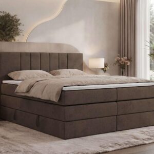 wohnli-moebel-suche-800001811864-1 BOXSPRINGBETT INERO KING 200/200 - Braun Velvet - Topper T25 - H3 Textil MKS Möbel > Betten > Boxspringbetten Braun