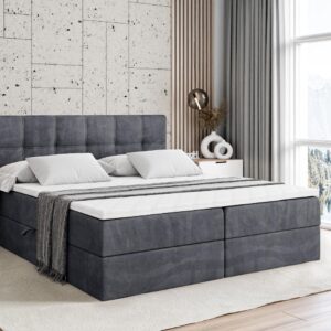 wohnli-moebel-suche-800001812600-1 BOXBETT mit Matratze H4 und Lattenrost - MARCE - 120 x 200 cm - Grau Holzwerkstoff ALTDECOR Möbel > Betten > Boxspringbetten Grau
