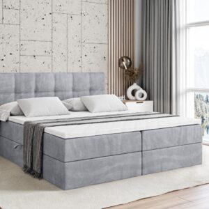 wohnli-moebel-suche-800001812699-1 BOXBETT mit Matratze H4 und Lattenrost - MARCE - 120 x 200 cm - Grau Holzwerkstoff ALTDECOR Möbel > Betten > Boxspringbetten Grau