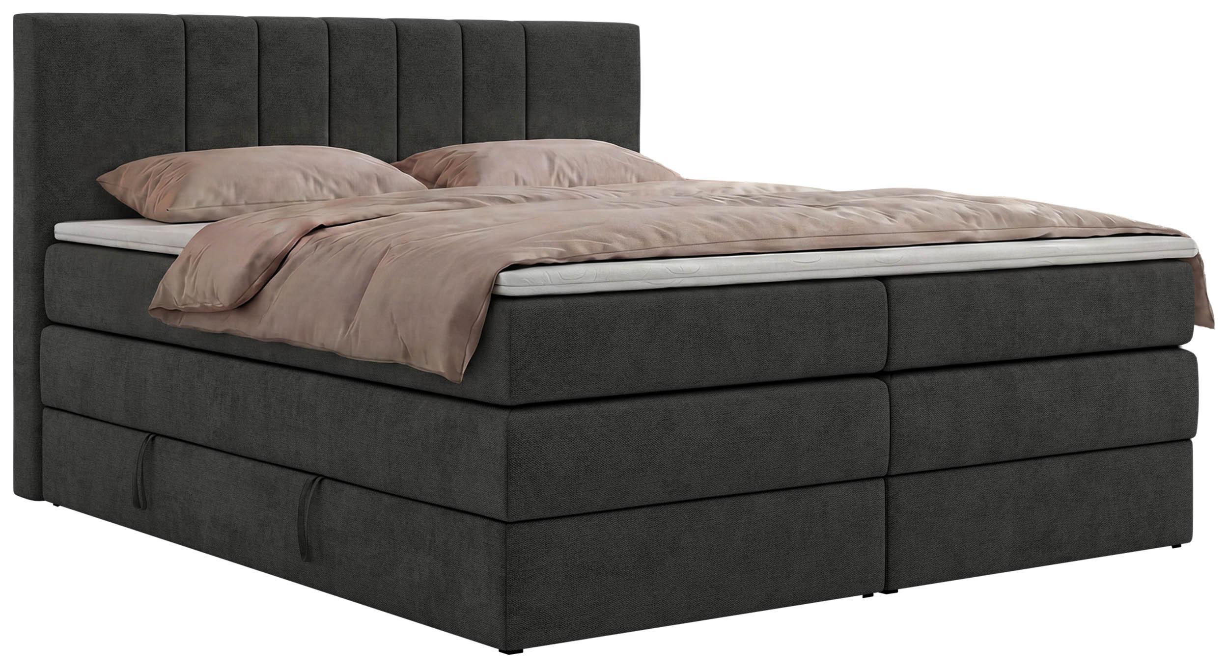 wohnli-moebel-suche-800001814013 Wohnli Möbelsuche - BOXSPRINGBETT INERO KING 200/200 - Dunkelgrau Stukture - Topper Visco - H4