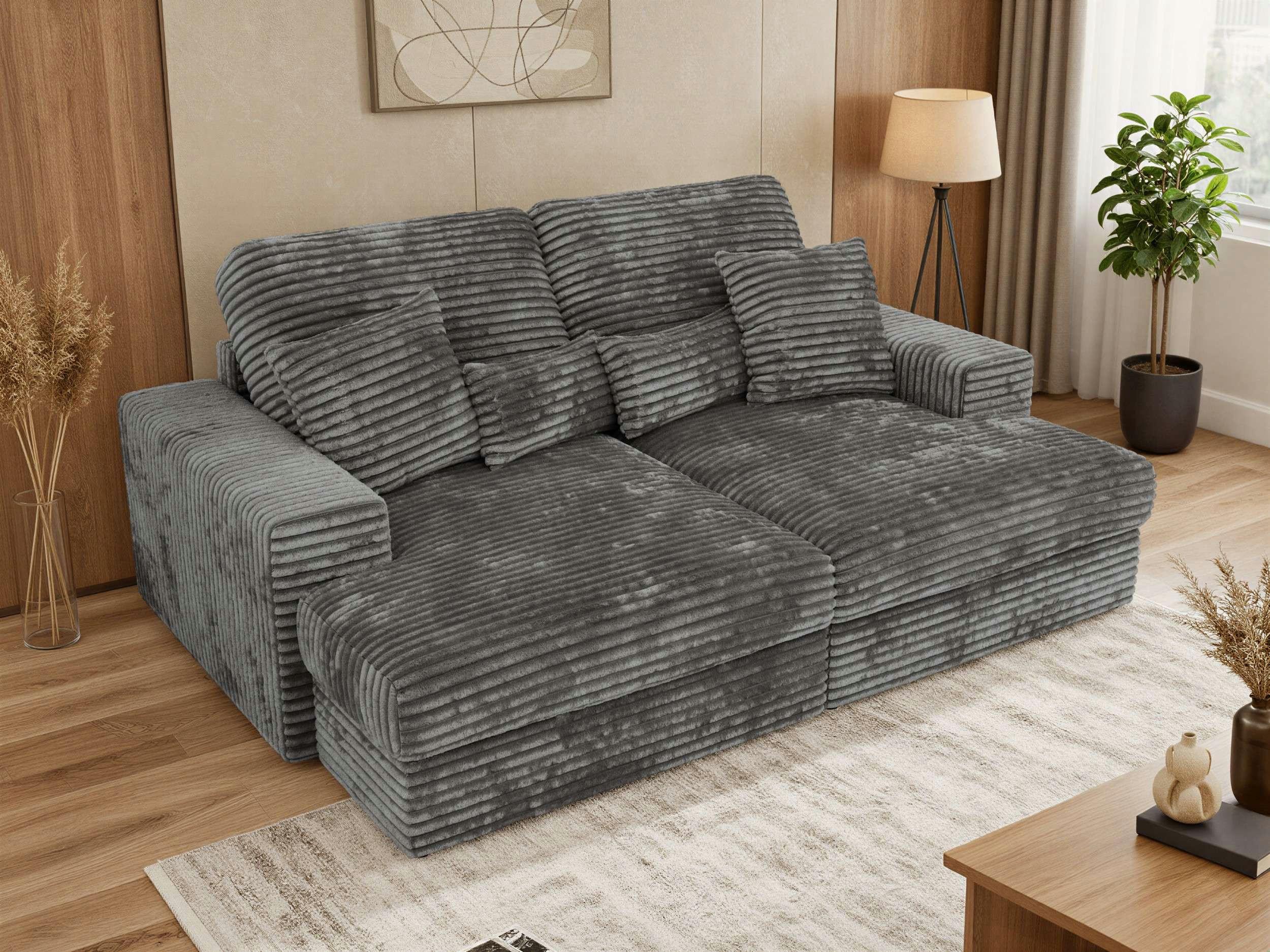 4-SITZER SOFA ANERA - Grau Cord Textil MKS Möbel > Sofas & Couches > Sofas Grau