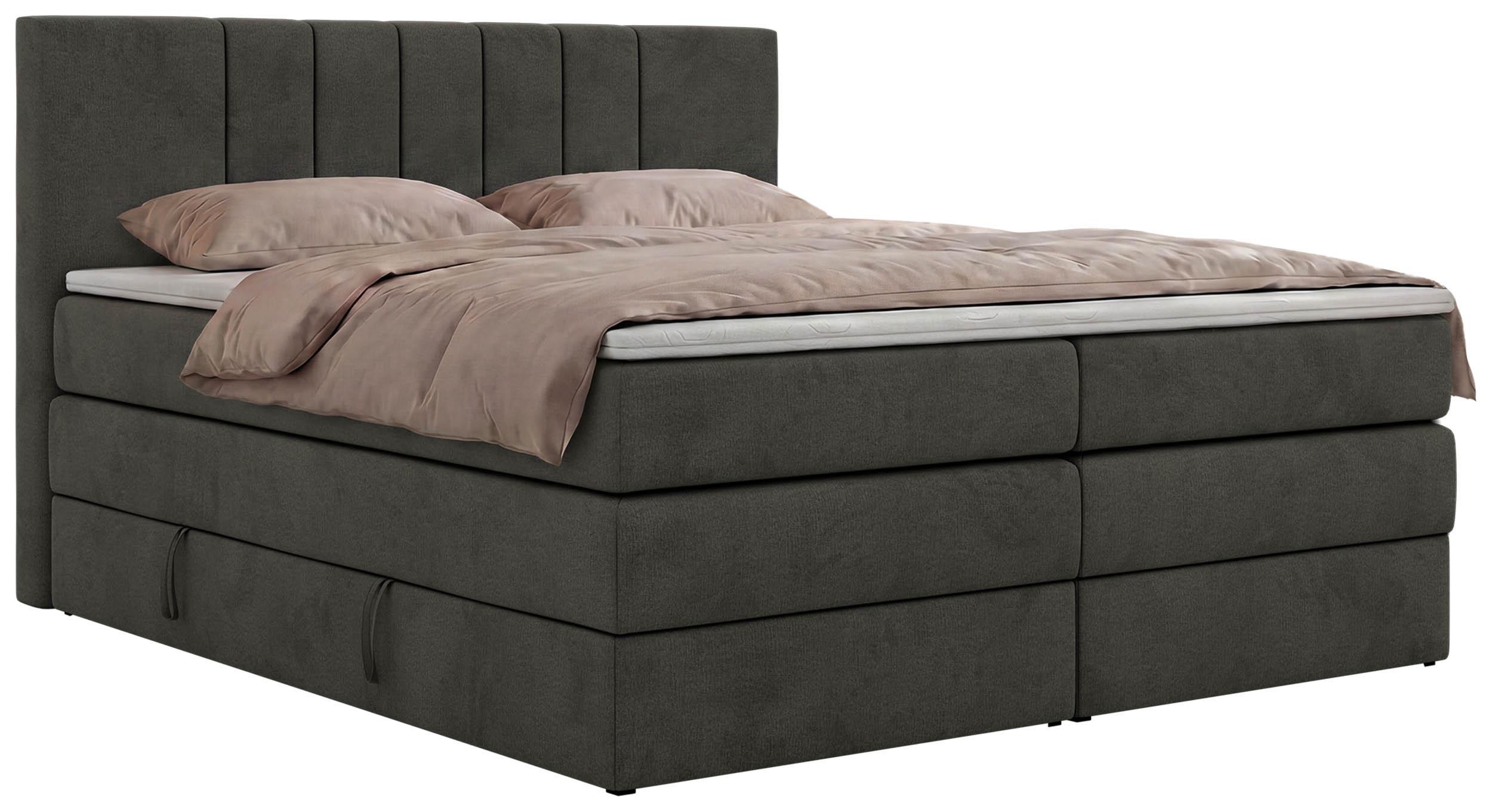 wohnli-moebel-suche-800001814034 Wohnli Möbelsuche - BOXSPRINGBETT INERO KING 180/200 - Dunkelgrau Velvet - Topper Visco - H4