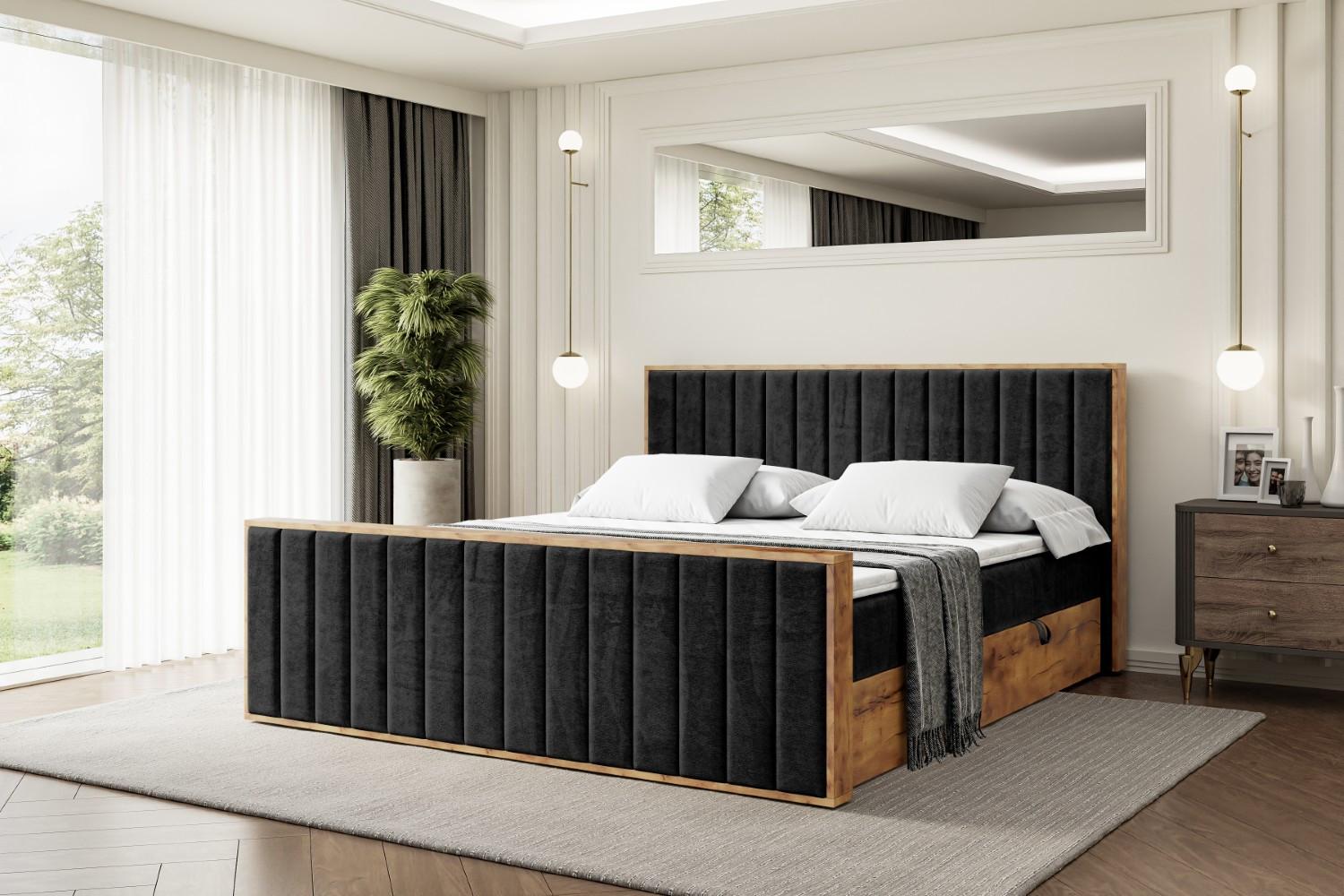 BOXBETT mit Matratze H3 und Lattenrost - LOLLI4-Z - 160x200 - Schwarz Casablanca Holzwerkstoff ALTDECOR Möbel > Betten > Boxspringbetten Schwarz