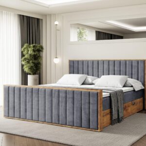 wohnli-moebel-suche-800001814132-1 BOXBETT mit Matratze H4 und Lattenrost - LOLLI4-Z - 120x200 - Dunkelgrau Casablanca Holzwerkstoff ALTDECOR Möbel > Betten > Boxspringbetten Grau