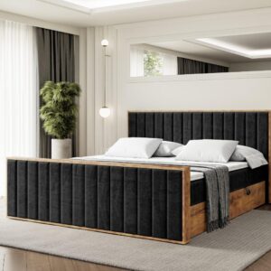 wohnli-moebel-suche-800001814147-1 BOXBETT mit Matratze H4 und Lattenrost - LOLLI4-Z - 140x200 - Schwarz Casablanca Holzwerkstoff ALTDECOR Möbel > Betten > Boxspringbetten Schwarz