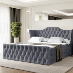 wohnli-moebel-suche-800001814732-1 BOXBETT VILA-Z - 120x200 cm - H3 - Dunkelgrau Holzwerkstoff ALTDECOR Möbel > Betten > Boxspringbetten Grau