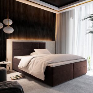 wohnli-moebel-suche-800001819105-1 BOXBETT LENA 160x200 cm mit Matratze und Topper - Braun Holz MASSENO Möbel > Betten > Boxspringbetten Braun