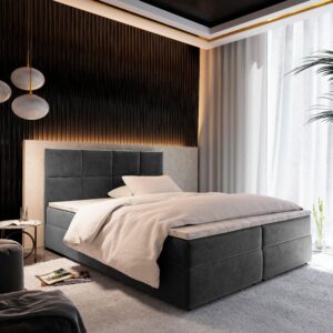 wohnli-moebel-suche-800001819106-1 BOXBETT LENA 140x200 cm mit Matratze und Topper - Grau Holz MASSENO Möbel > Betten > Boxspringbetten Grau