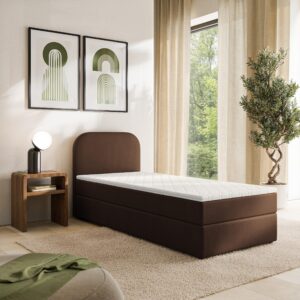 wohnli-moebel-suche-800001819161-1 BOXBETT CERIA 80x200 cm mit Matratze und Topper - Braun Textil MASSENO Möbel > Betten > Boxspringbetten Braun