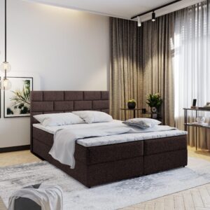 BOXBETT KERLO 140x200 cm mit Matratze und Topper - Braun Holz MASSENO Möbel > Betten > Boxspringbetten Braun