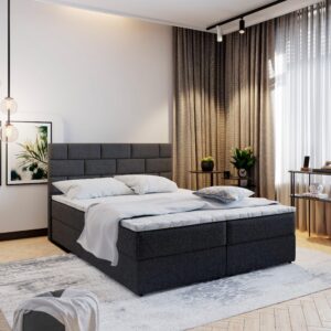 wohnli-moebel-suche-800001819173-1 BOXBETT KERLO 140x200 cm mit Matratze und Topper - Schwarz Holz MASSENO Möbel > Betten > Boxspringbetten Schwarz