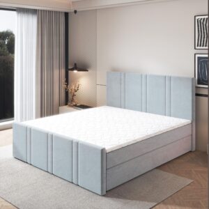 wohnli-moebel-suche-800001819200-1 BOXBETT COMOZA 180x200 cm mit Matratze und Topper - Hellgrau Holz MASSENO Möbel > Betten > Boxspringbetten Grau
